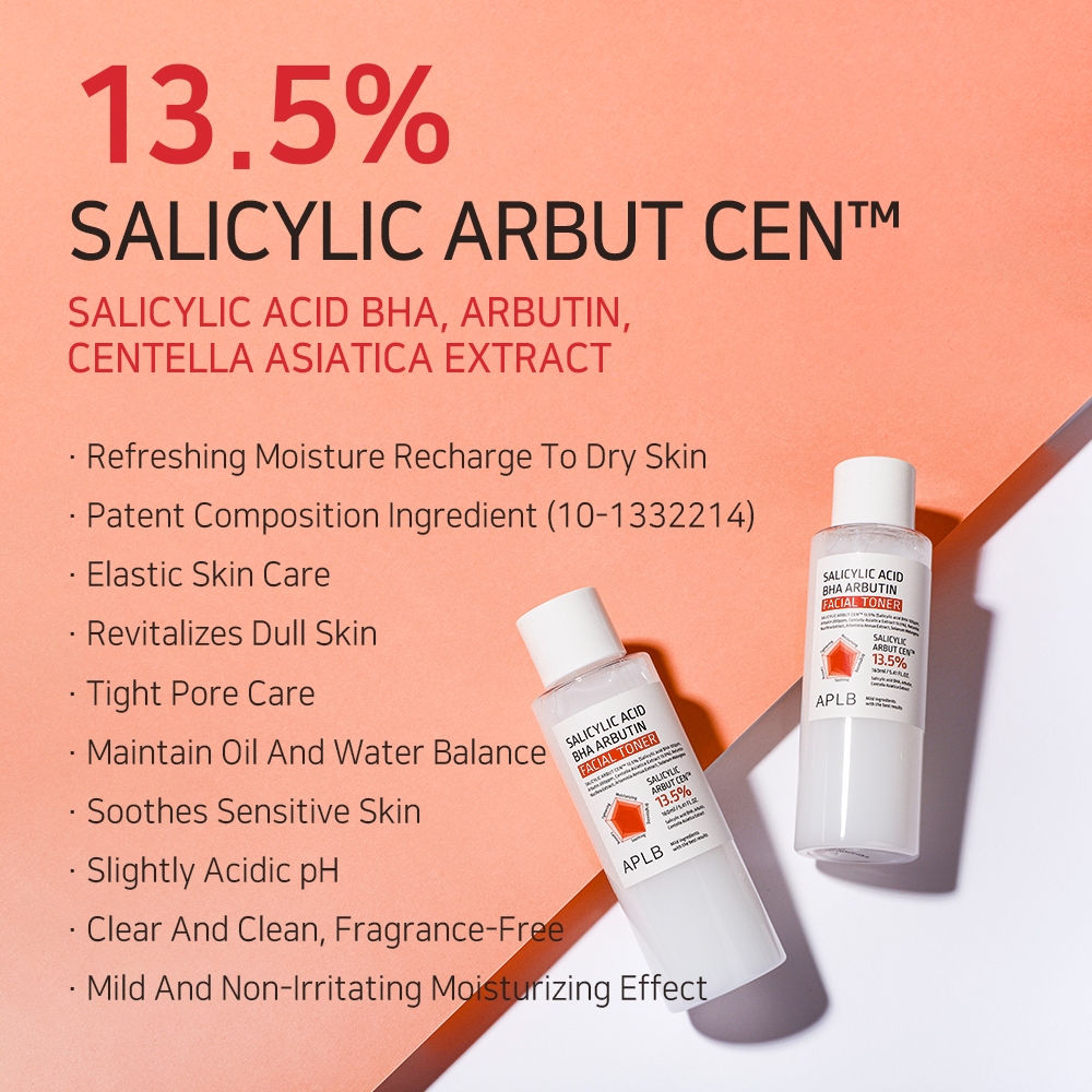 Toner Dưỡng Ẩm Giảm Mụn Trắng Da APLB Salicylic Acid BHA Arbutin Facial Toner 160ml