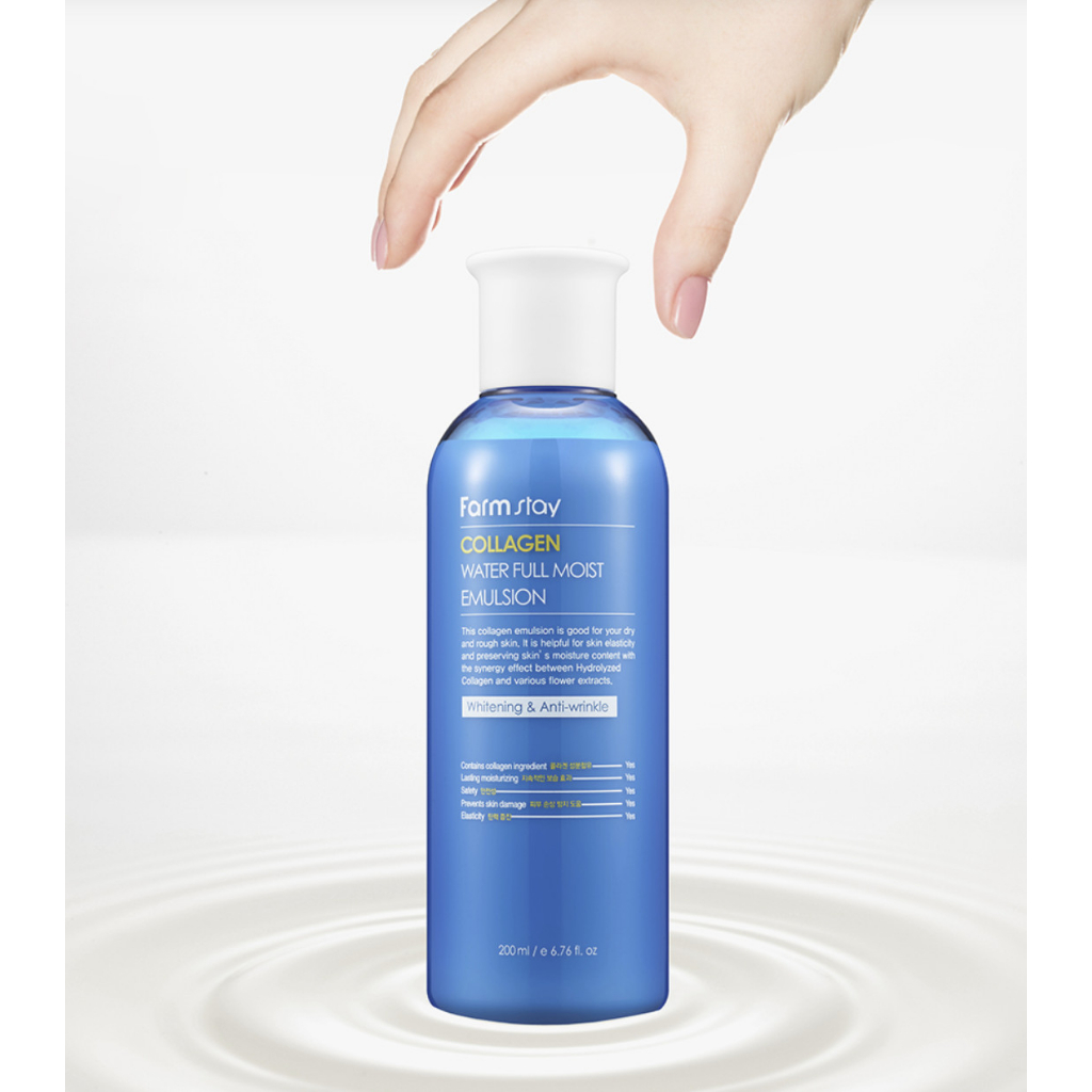 Sữa dưỡng Farmstay Collagen water full moist Emulsion - dưỡng ẩm, trắng da & chống lão hoá 200ml