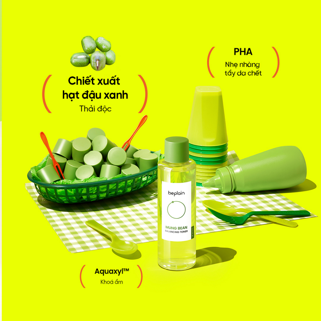 Toner beplain Chứa PHA, làm sạch dịu nhẹ và cân bằng độ pH cho da Greenful Balancing 200mL