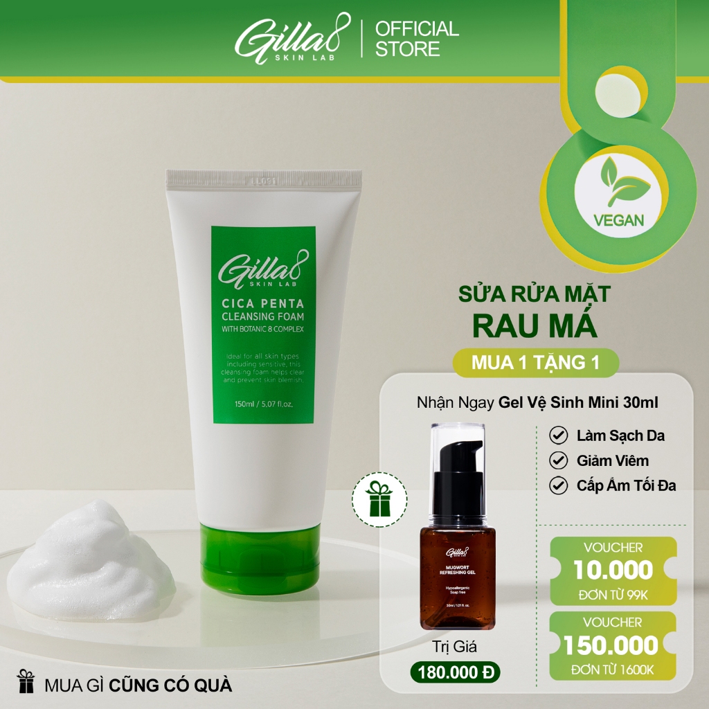 Sữa Rửa Mặt Rau Má Gilla8 Cica Penta Cleansing Foam 150ml