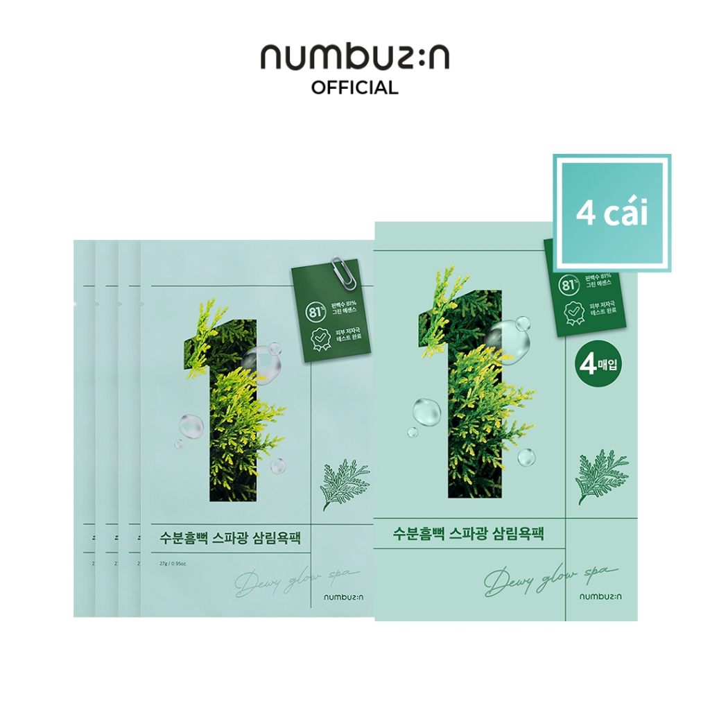 4 Mặt nạ numbuzin No.1 Dewy Glow Spa Sheet Mask chăm sóc da căng bóng
