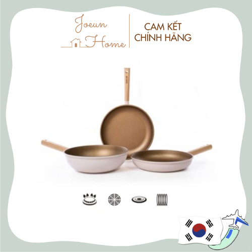 [Hàng nội địa Hàn Quốc] Chảo Chiên Chống Dính Gold Flex sử dụng được Bếp Từ Màu Hồng Xinh Xắn Hàn Qu