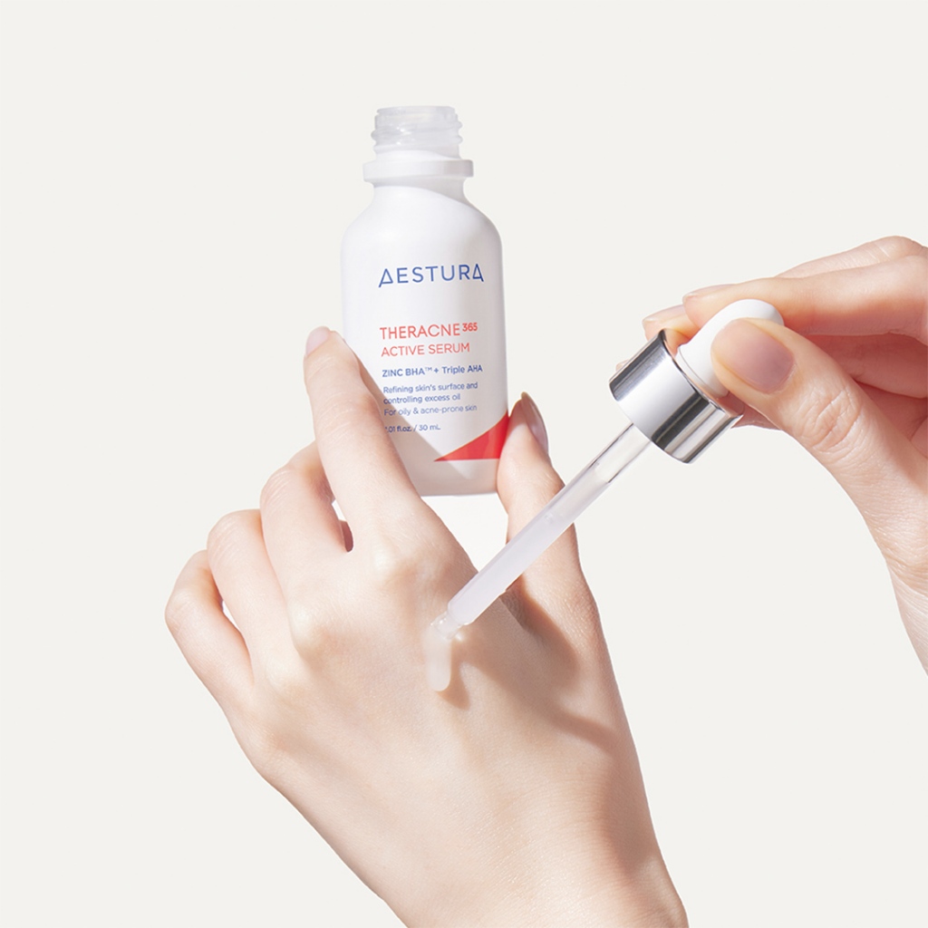 AESTURA Theracne 365 Active Serum Hỗ trợ giảm mụn 365 active 30ml / 7ml -zinc bha + Ba aha, Cho Da oliy & Mụn Trứng Cá