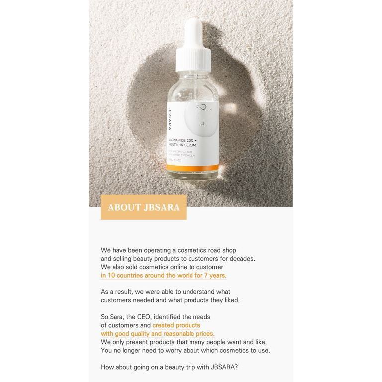 JBSARA Niacinamide 20% + Arbutin 1% Serum 30ml