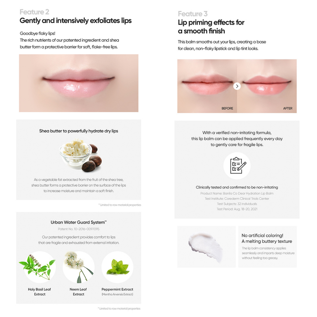 Banila CO Dear Hydration Moisture Bounce Eye Cream & Lip Balm, Water Dew Mask, Peach-Collagen Mask - Shea Butter, Hydrating & Smoothing, pH Balanced