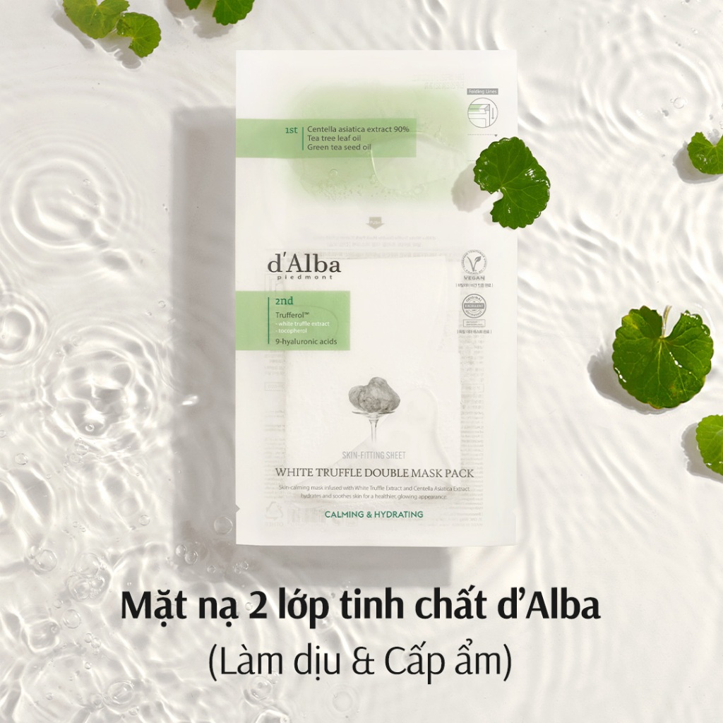 [d'Alba Official] Mặt nạ kép cấp ẩm và làm dịu da White Truffle Double Mask Pack Calming & Hydrating (hộp 4 miếng)