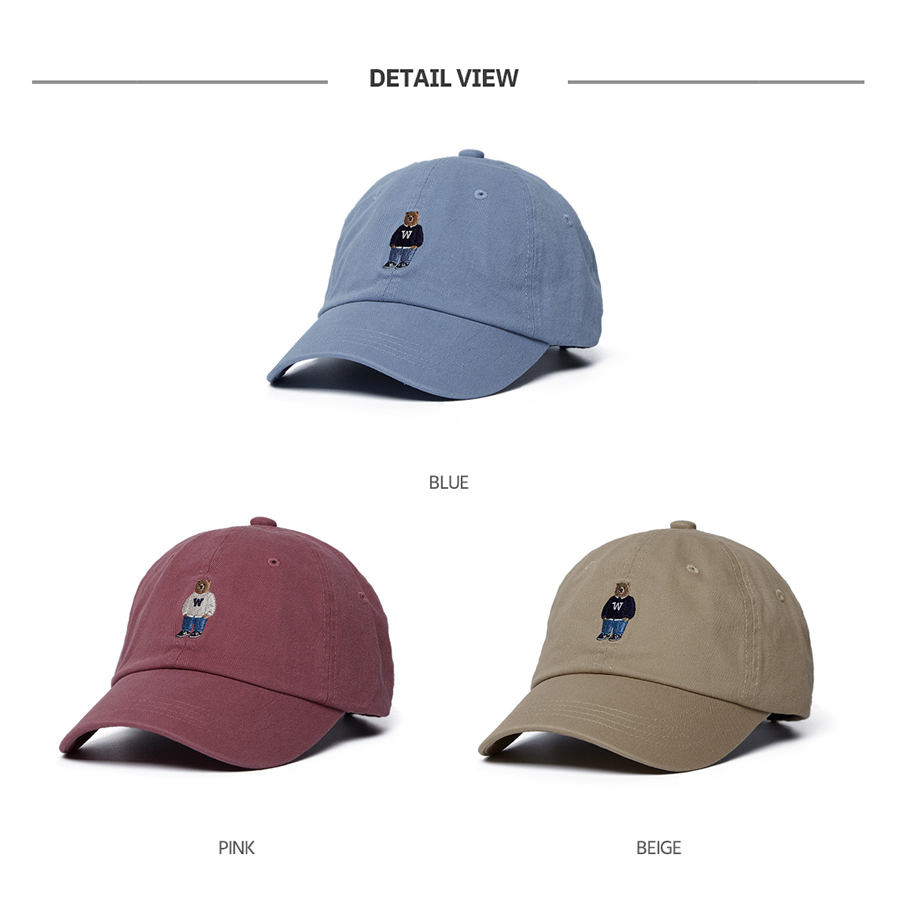 Nón bóng chày WHO.A.U WHACD4901A thêu Steve Bear 100% Cotton Steve Ball Cap