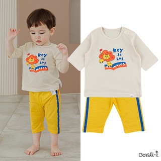 Cordi-i Bộ thun lửng cotton cao cấp cho bé Crong Lion Three-quarter Pajamas (23SS)_CE214 chính hãng Cordi-i Hàn Quốc / Thời trang Xuân Hè Cho Bé