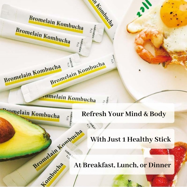 New Nature Bromelain Kombucha 5,7g x 30 Que / Kombucha đào Hàn Quốc với Enzyme Bromelain