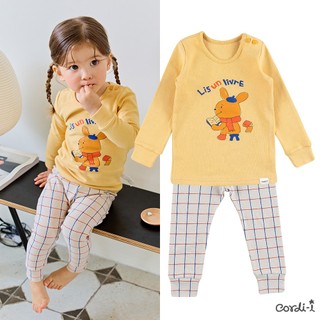 Cordi-i Bộ thun dài tay cao cấp cho bé Reading Bunny 40 Thread Count Spandex Pijamas (23FW)-DD031 Bộ quần áo thời trang bé trai bé gái chính hãng Cordi Hàn Quốc