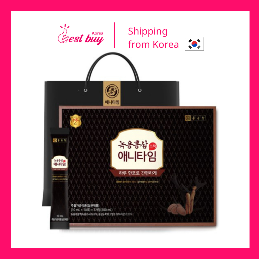 Hộp nước hồng sâm chiết xuất nhung hươu Anytime Chong Kun Dang Hàn Quốc 10ml x 30 gói kèm túi quà tặng