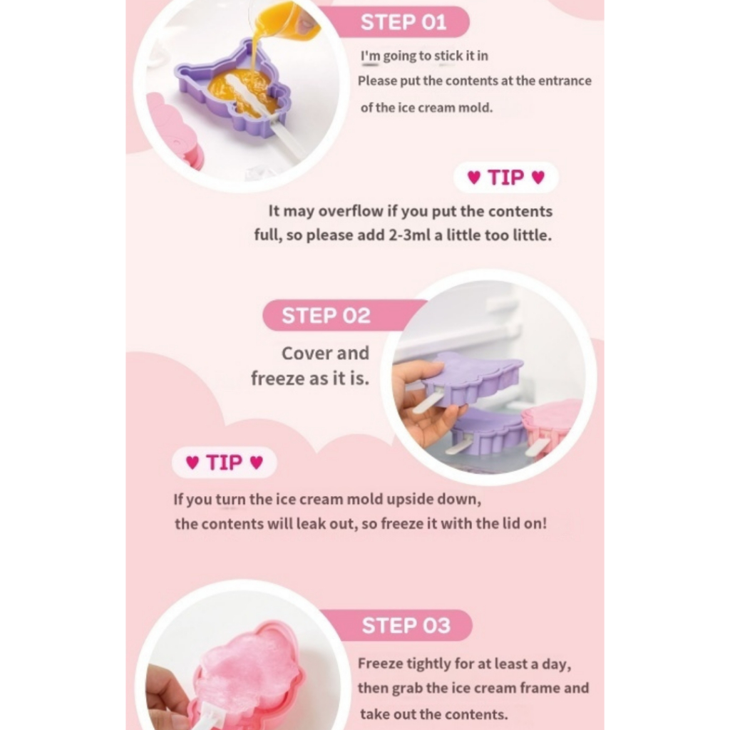 SANRIO Khuôn Làm Kem Que Hình kuromi / my melody Đáng Yêu