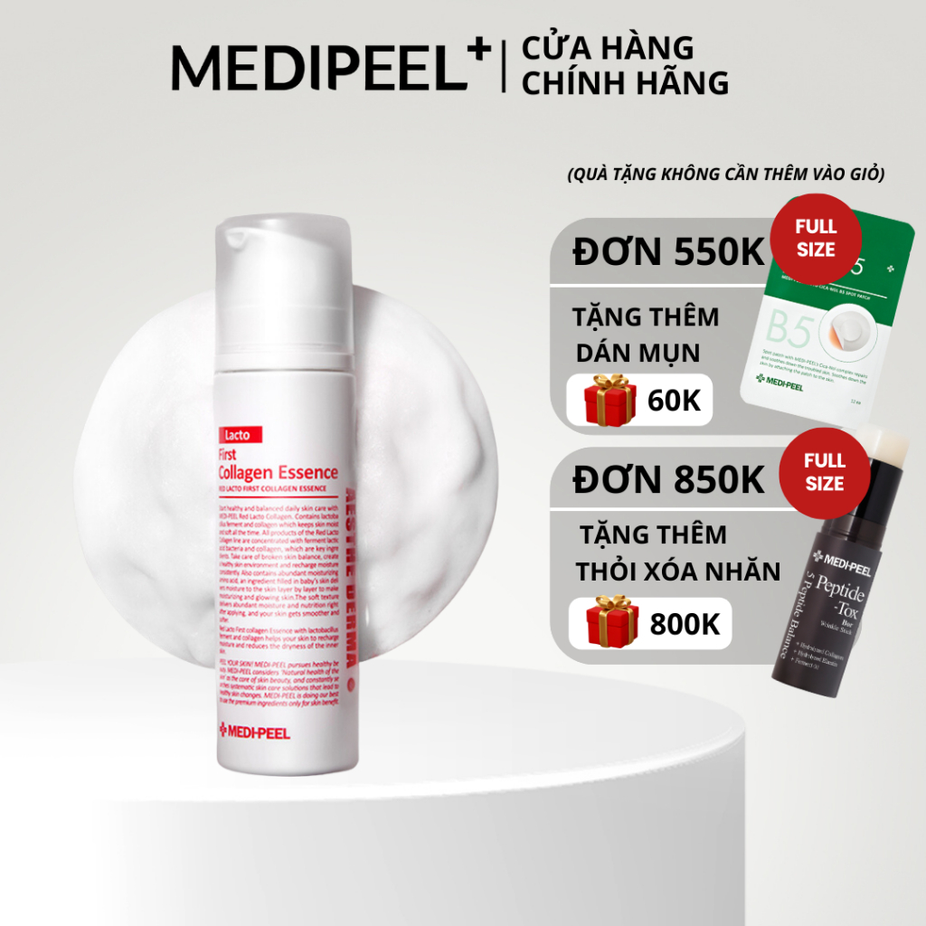 MEDIPEEL Red Lacto First Collagen Essence 140ml cải thiện lỗ chân lông to tăng cường độ đàn hồi