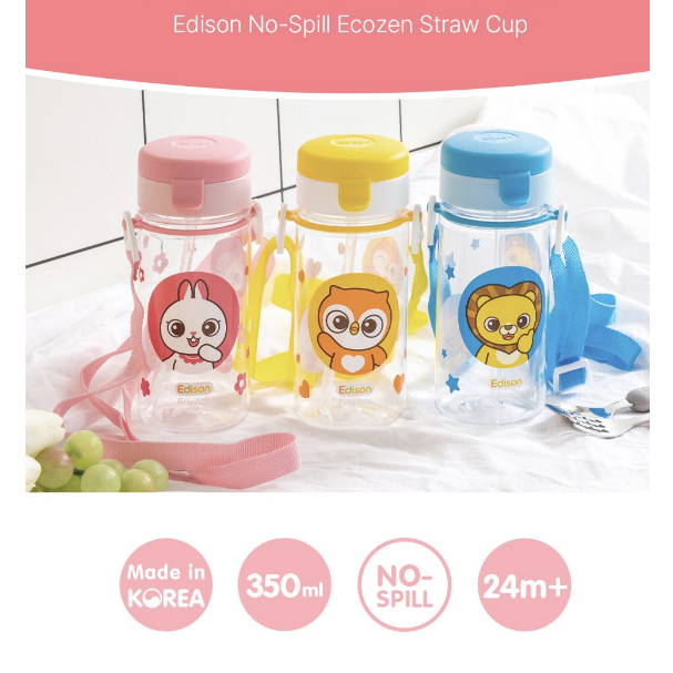 Cốc Tập Uống Có Ống Hút Chống Tràn 350mL Cho Bé Thương Hiệu EDISON Hàn Quốc 350ml