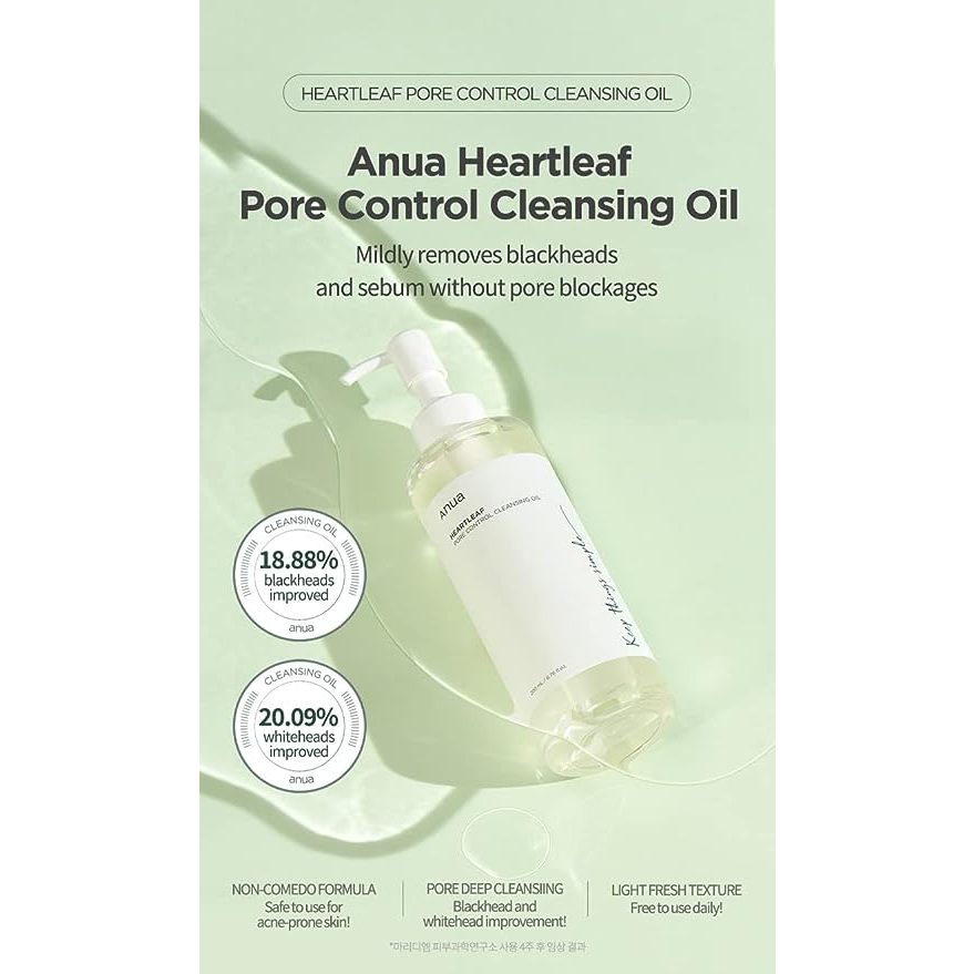 Dầu Tẩy Trang Diếp Cá Không Gây Mụn ANUA HEARTLEAF PORE CONTROL CLEANSING OIL 200ML