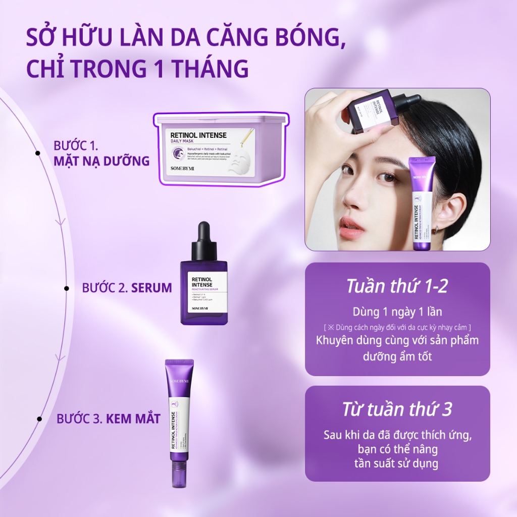 Mặt nạ SOME BY MI RETINOL INTENSE DAILY MASK với Bakuchiol, Retinol, Retinal dành cho da nhạy cảm, 30 miếng
