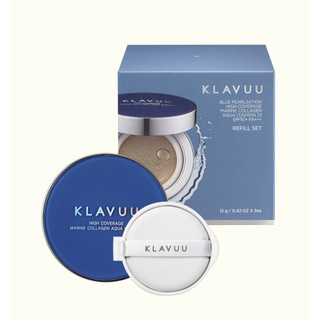  Phấn nước Klavuu xanh ngọc trai có độ che phủ cao Marine collagen aqua Cushion SPF50+ PA+++ 12gx2 