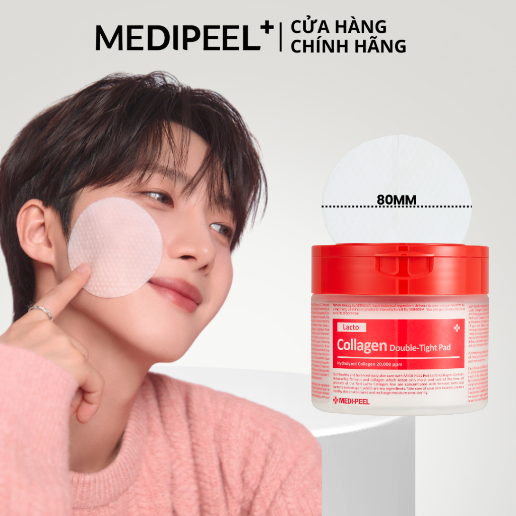Medi-Peel Hộp 70 miếng đệm toner MEDIPEEL lacto đỏ collagen kép chăm sóc da 80mm