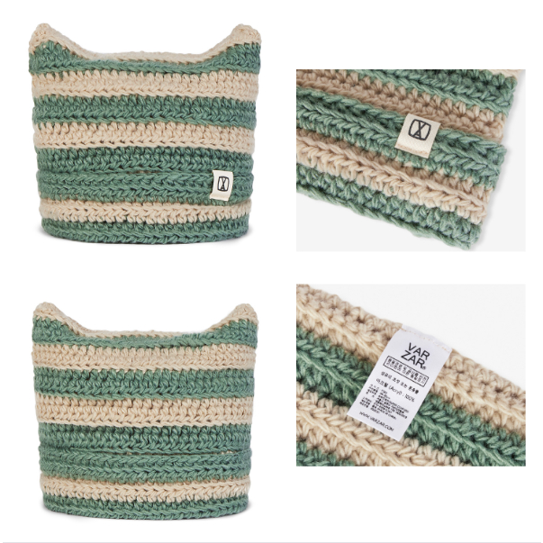 Mũ Len beanie Hàn Quốc Nhãn Vuông Sọc