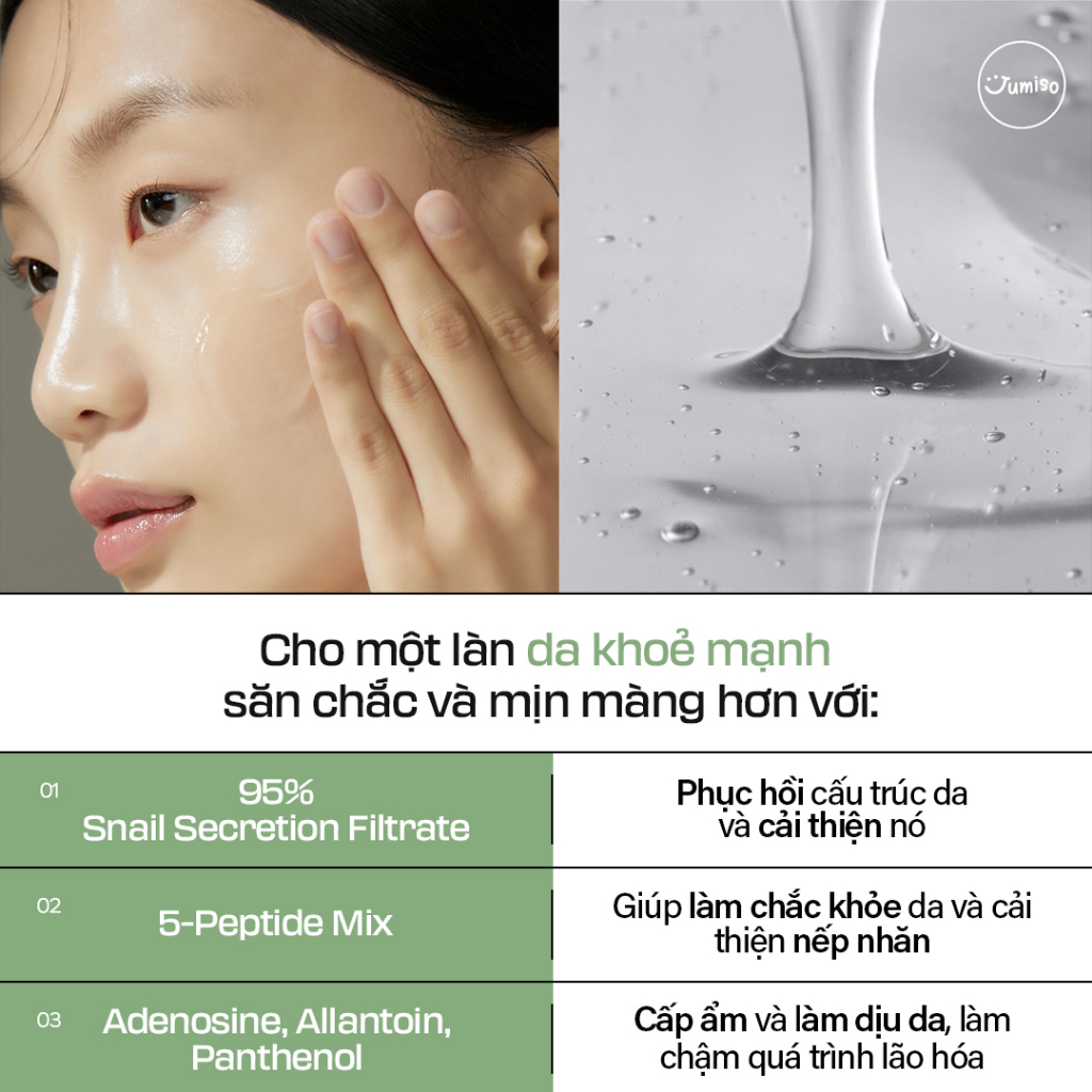 Tinh chất dưỡng da Ốc sên JUMISO Snail Mucin 95 + Peptide 140ml