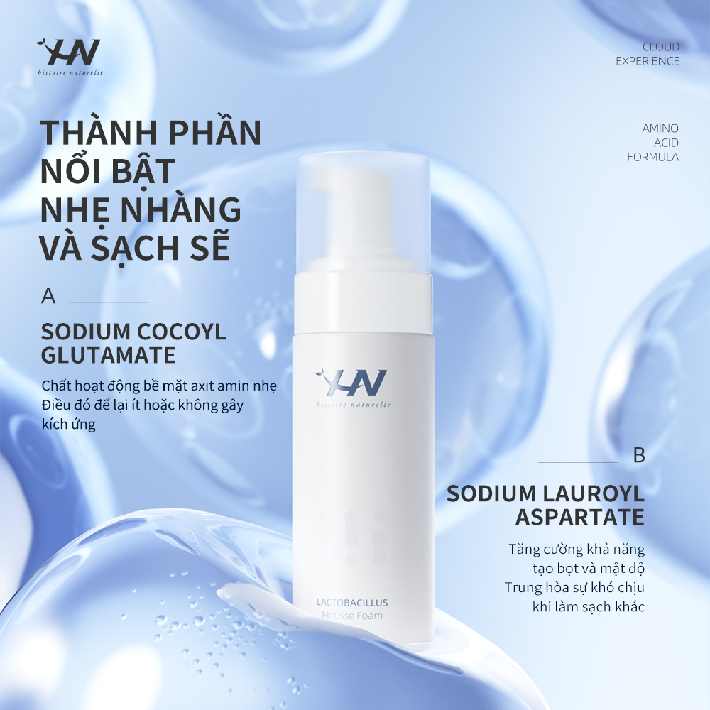 Sữa rửa mặt Lactobacillus HN. Histoire Naturelle Probiotic và Prebiotic Cleanser giúp làm sạch sâu và tăng cường hàng rào bảo vệ da.