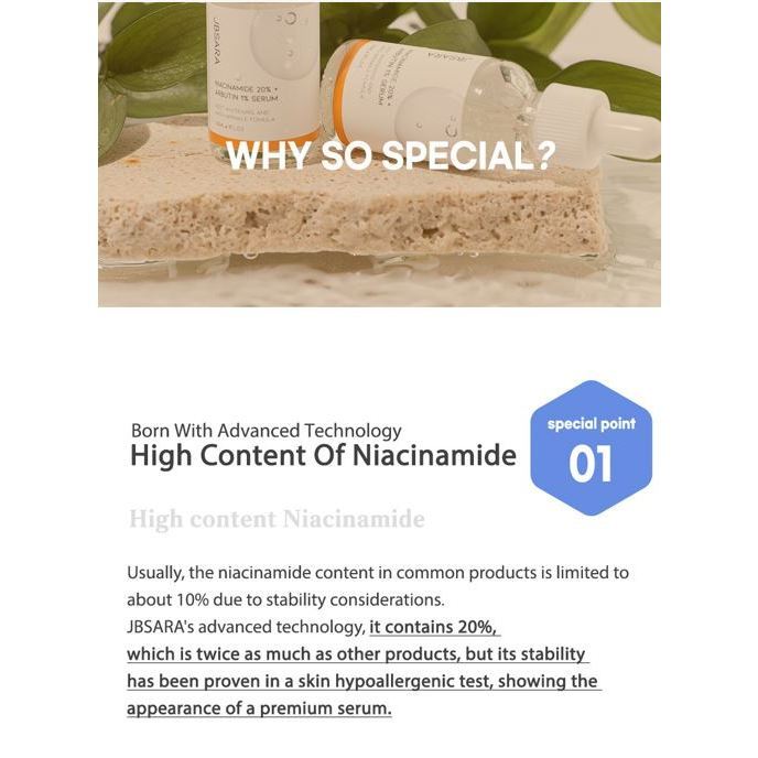 JBSARA Niacinamide 20% + Arbutin 1% Serum 30ml