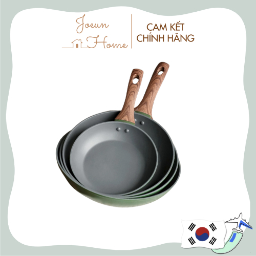 [Hàng chính hãng] Chảo chống dính bếp từ GREENWOOD COOKIN decor tối giản thiên nhiên 18 - 22 - 24 - 26 - 28 cm Hàn Quốc tuỳ chọn (màu xanh đậm cán gỗ)