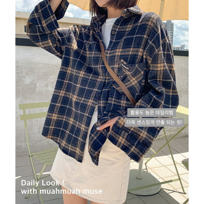 Áo Sơ Mi Caro overfit 2 Màu / Hàn Quốc Chính Hãng 100%