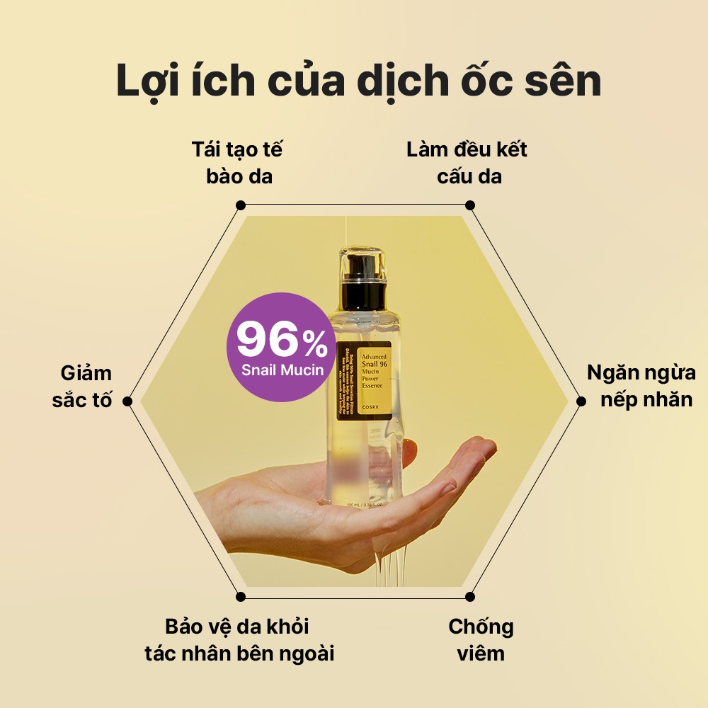 [Chỉ còn 150K sau khi áp voucher] Tinh chất ốc sên COSRX 96 Mucin 100ml hỗ trợ tái tạo dưỡng ẩm cho da