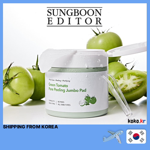 SUNGBOON EDITOR Green Tomato Pore Peeling Jumbo Pad 60pc Miếng Dán Lột Mụn Đầu Đen 160ml Tiện Dụng Chất Lượng Cao