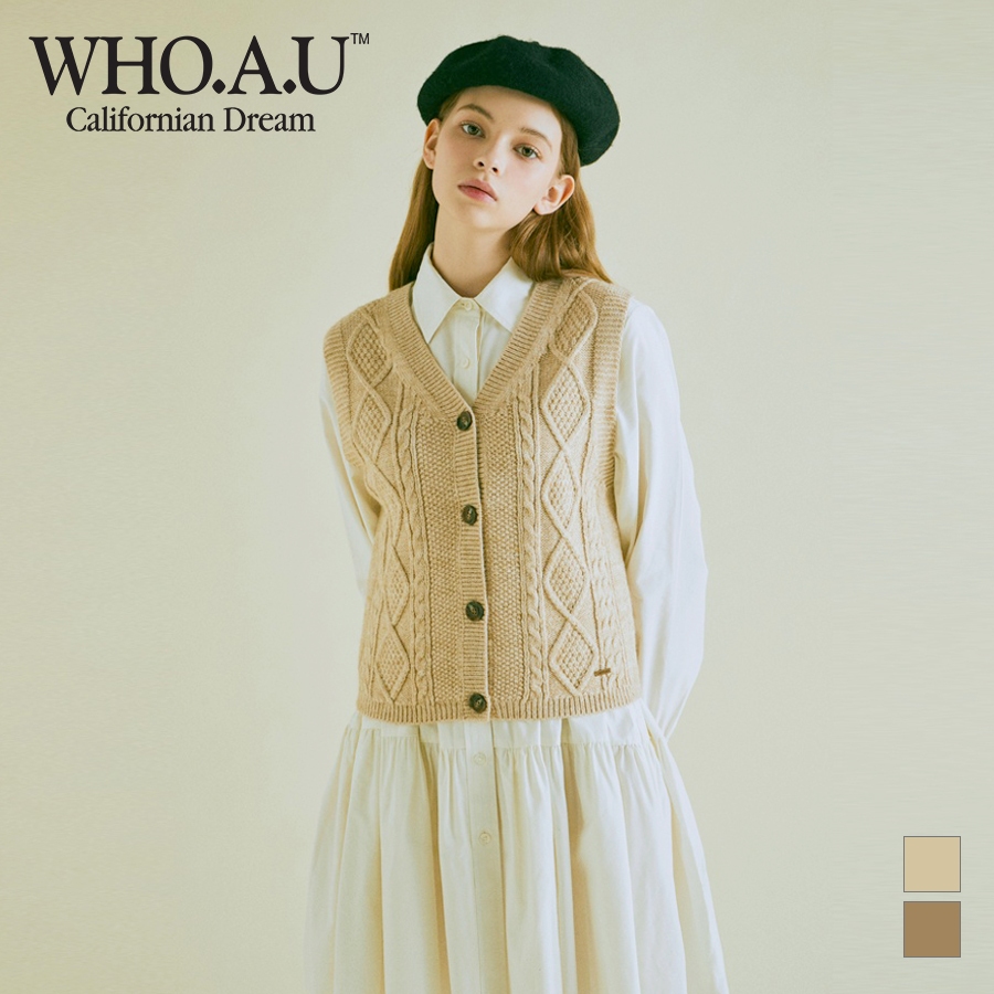 Áo gile len WHO.A.U WHKVC4922F Wool Vest With Button