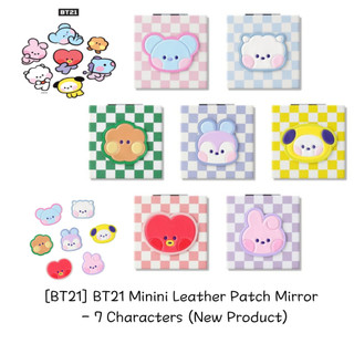 Gương cầm tay minini bt21 bằng da có 7 nhân vật