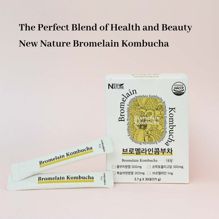 New Nature Bromelain Kombucha 5,7g x 30 Que / Kombucha đào Hàn Quốc với Enzyme Bromelain