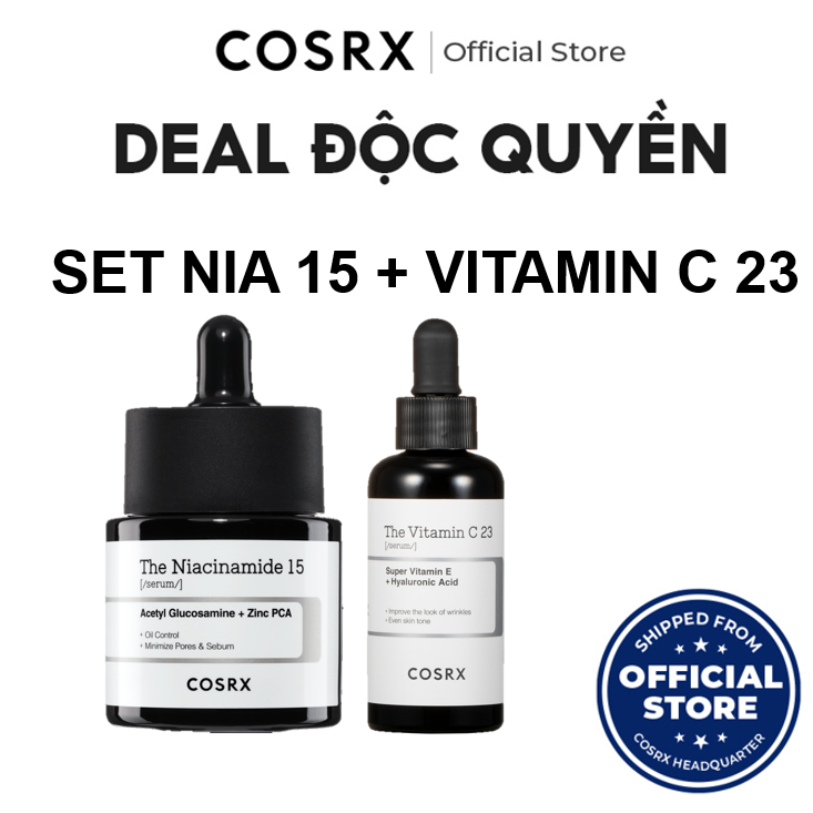 [COSRX OFFICIAL] Set serum ngày & đêm - RX Serum Niacinamiude 15 20ml + Serum Vitamin C23 20gr - Ngừa mụn, giảm nhờn và sáng da toàn diện