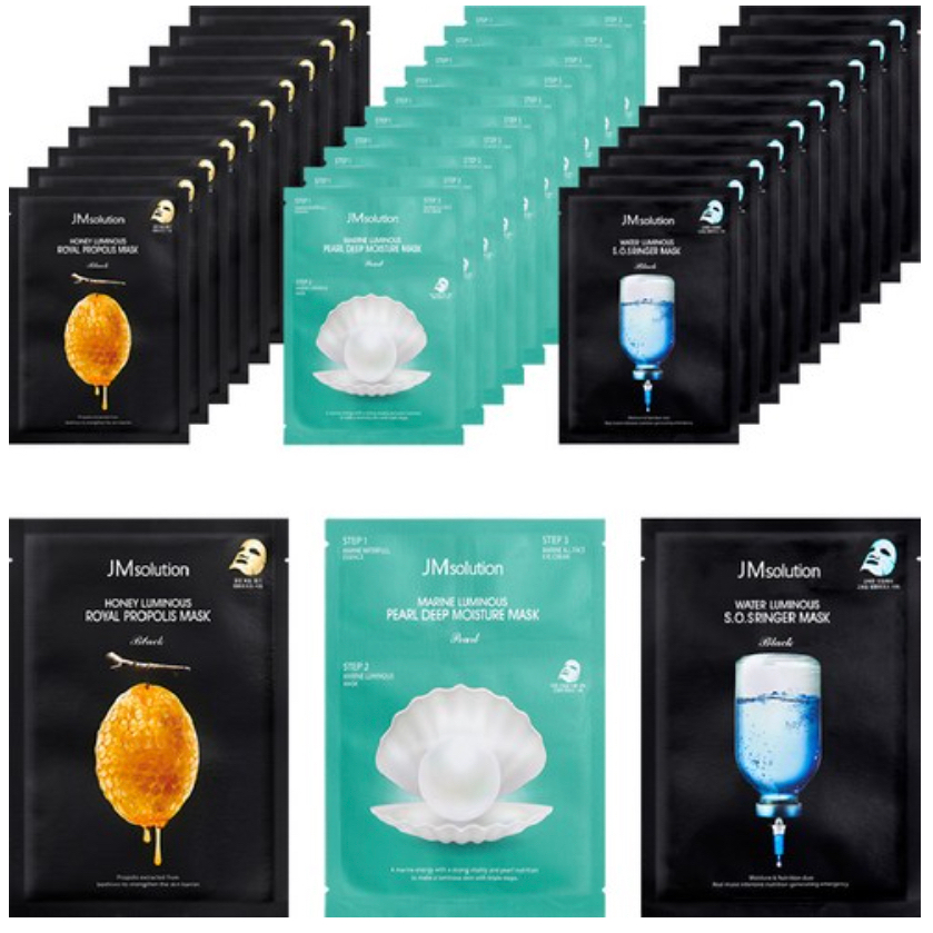 JM SOLUTION Jm Mặt Nạ Giải Pháp Ánh Sáng Xanh 10p + Vòng Đèn Nước 10p + Bộ 10p