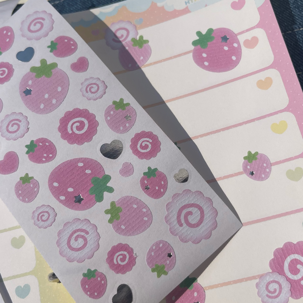 Hình Dán Dâu Tây Bằng Giấy / Miếng Dán Ba Chiều Hàn Quốc Dễ Thương Trang Trí / Tay Áo Tải Tạp Chí Bolco diy