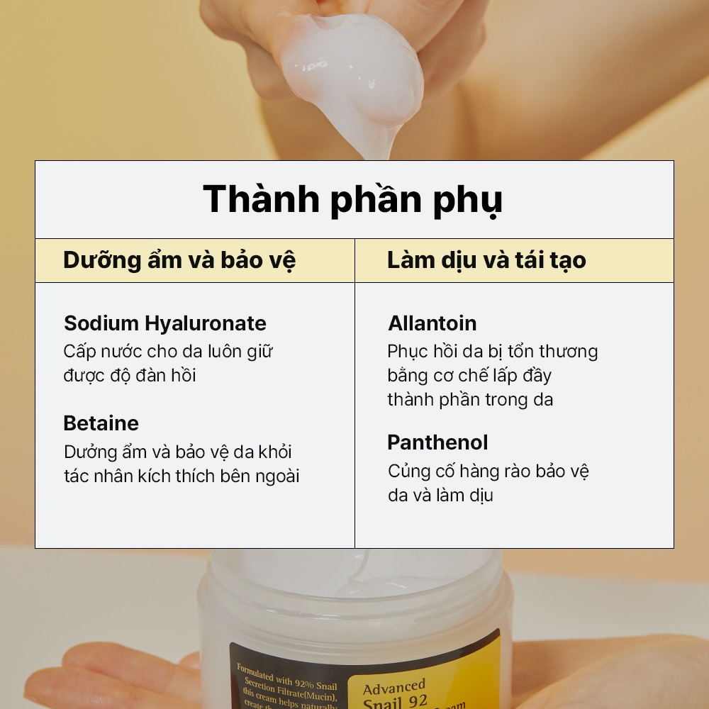 Kem dưỡng ốc sên COSRX dạng tuýp 100g với 92% dịch ốc sên
