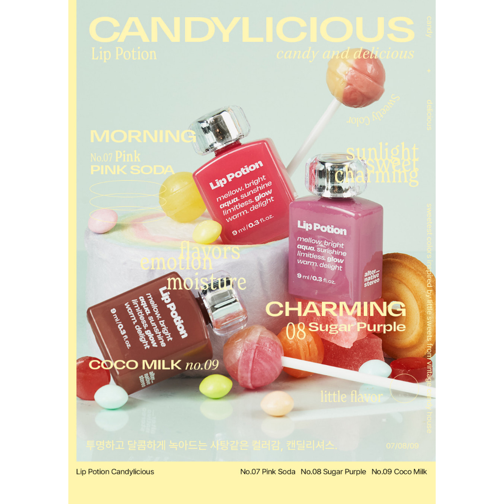 New!Lip Potion Aqua Glow 9colors, Son Môi Thay Thế 9 Màu Sắc Đẹp Mắt
