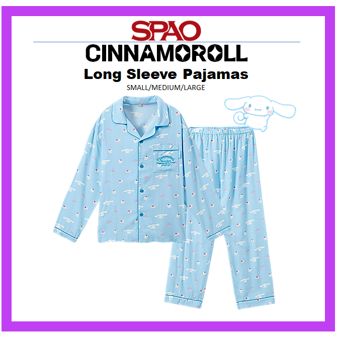 [spao] Cinnamoroll Bộ Đồ Ngủ Dài Tay Màu Xanh Nhạt / Trung Bình / Lớn