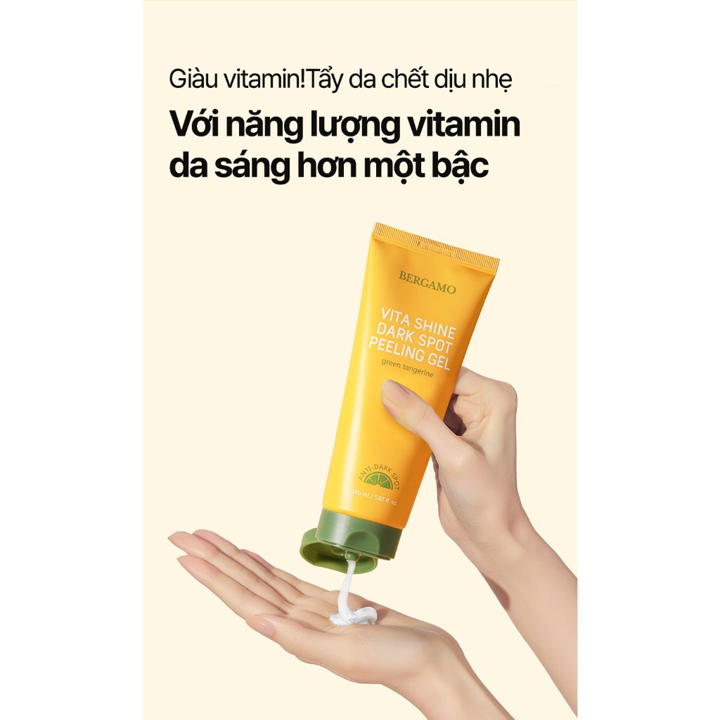 Peeling Gel cho da mặt tinh chất Quýt xanh Vita Shine trị nám se khít chân lông Bergamo 150ml