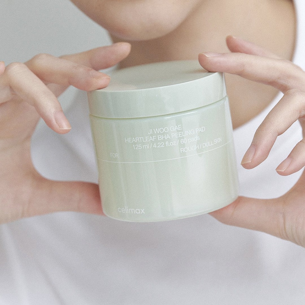 CELIMAX Ji Woo Gae Heartleaf BHA Peeling Pad 60 Pads  / Cica BHA Blemish Toner Pad 60P Miếng Dán Lột Mụn 125ml / cica bha Tẩy Tế Bào Chết Da Chết Hiệu Quả 60p