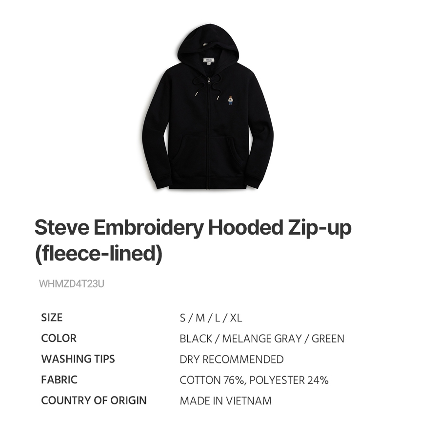 Áo Khoắc WHO.A.U WHMZD4T23U Steve Embroidered Hood Zip-Up