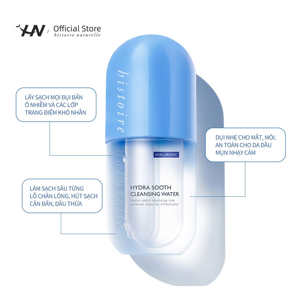Nước Tẩy Trang Và Làm Sạch Sâu HN Hydra Sooth Cleansing Water Cho Da Dầu Mụn Nhaỵ Cảm 500ml