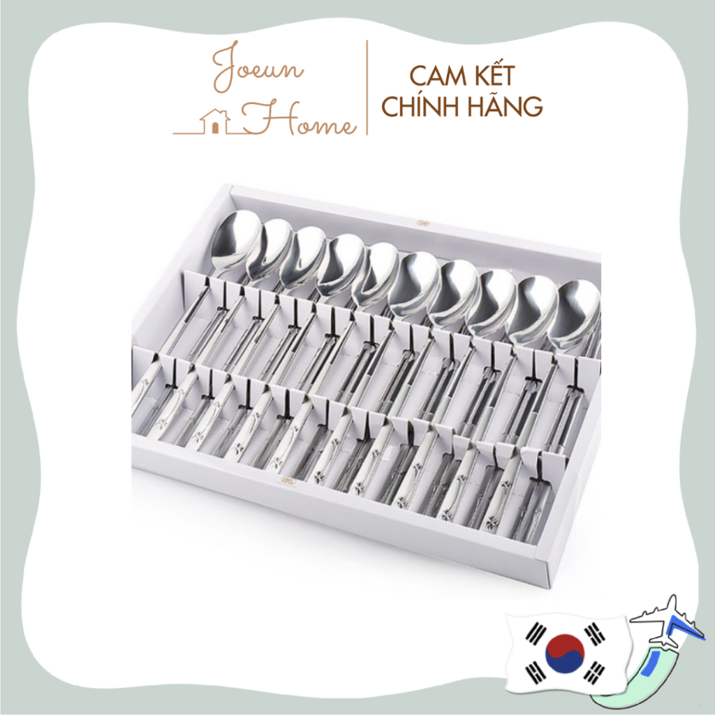 Set 10 Thìa + Đũa Muỗng Cán Dài thép không gỉ 18/10 Cao Cấp Hàn Quốc kèm Hộp đựng | Hanil Stainless Steel
