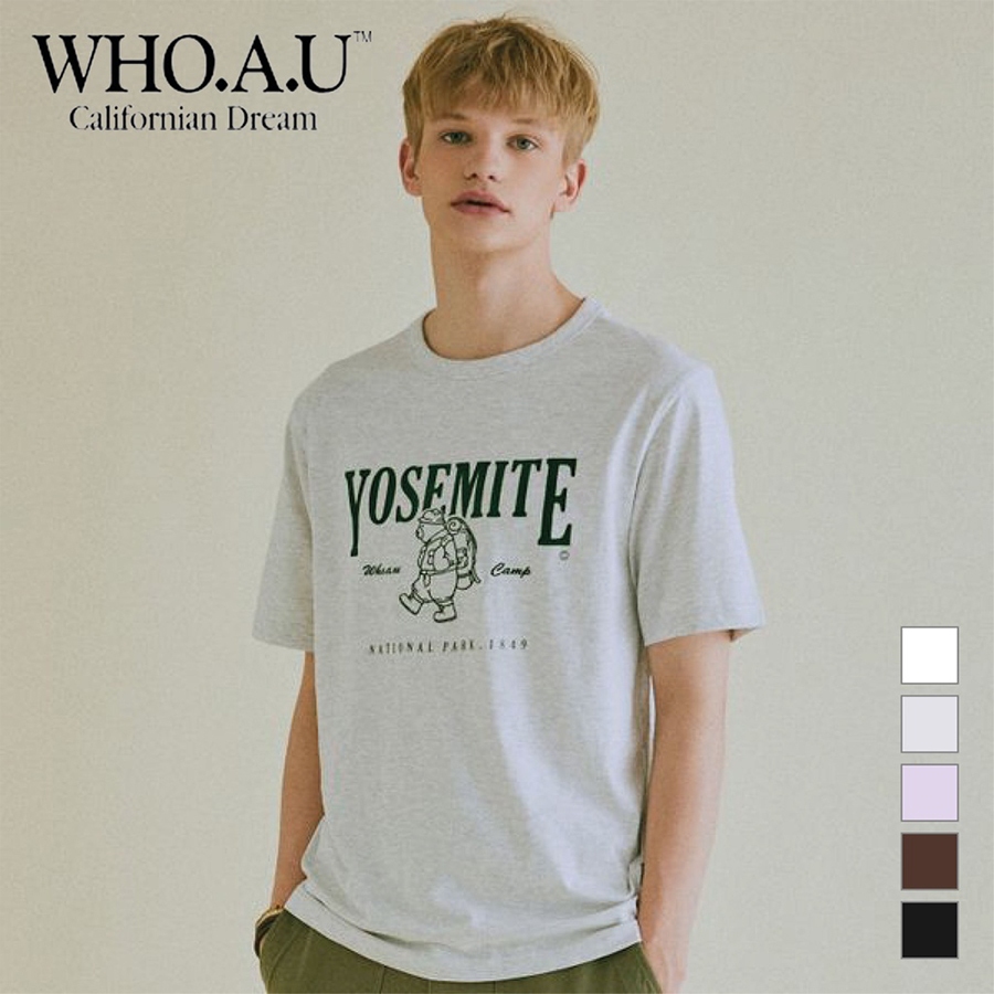Áo thun WHOAU WHRAC2506U Yosemite tay ngắn thêu họa tiết gấu thời trang