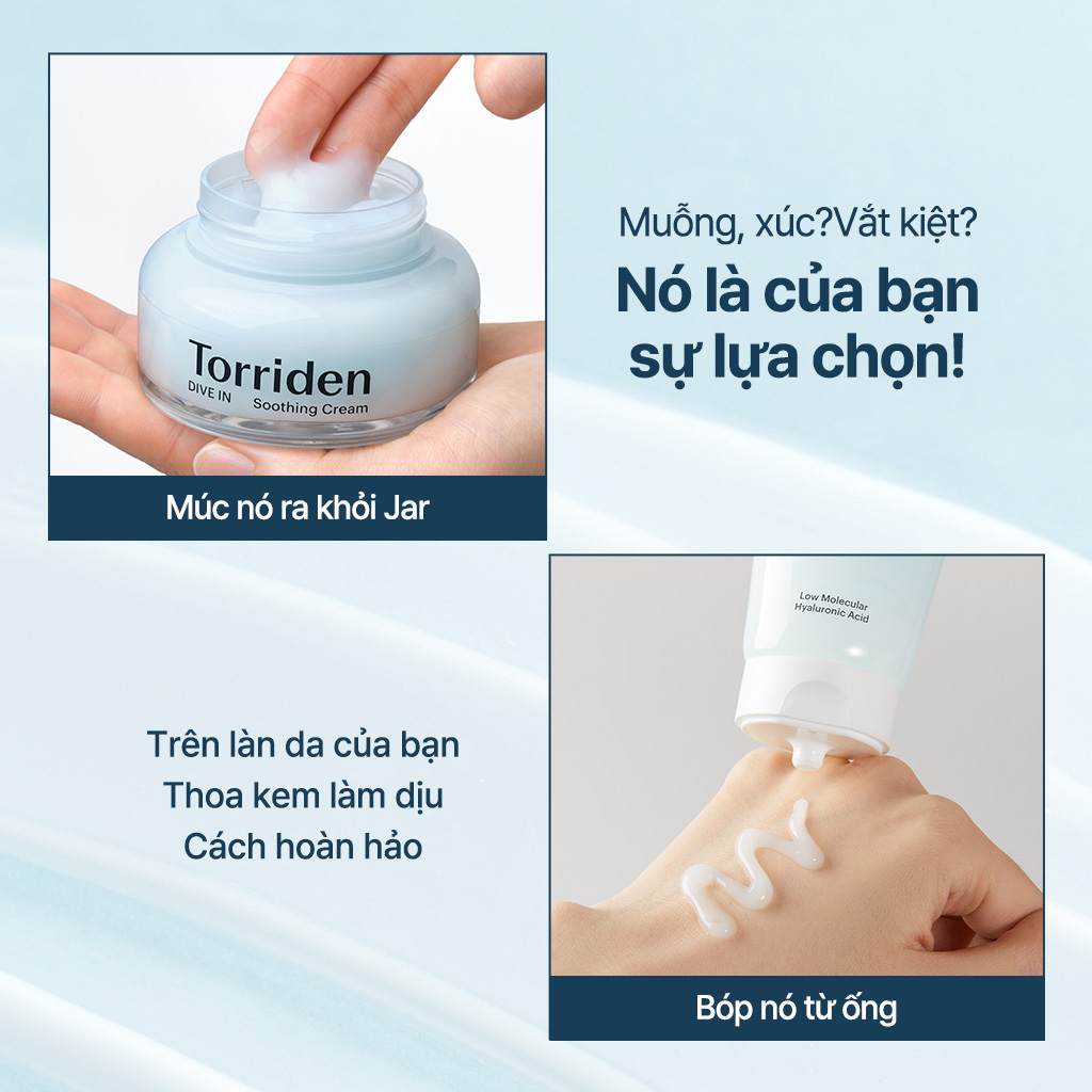 Kem làm dịu da TORRIDEN DIVE IN 100ml chứa axit hyaluronic phân tử thấp làm mát dưỡng ẩm sảng khoái