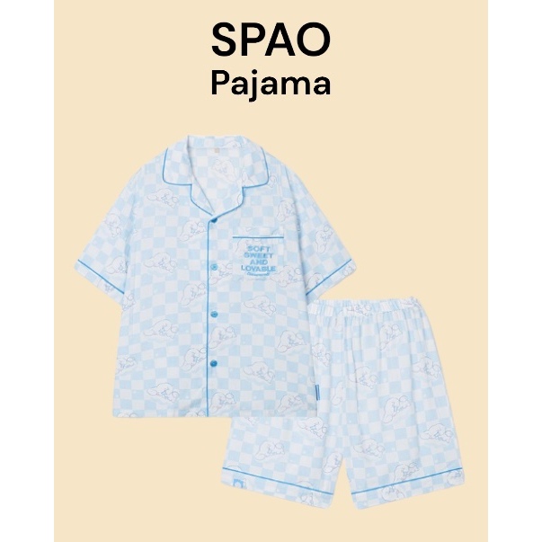 [spao] Cinnamoroll Bộ Đồ Ngủ Nửa Tay Áo Lớn