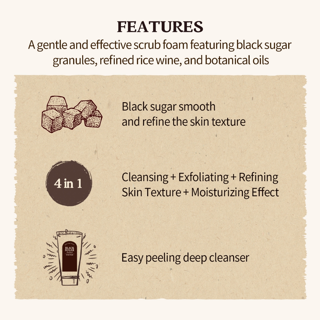 Bọt Tẩy Tế Bào Chết Đường Đen 180ml / Black Sugar Scrub Foam