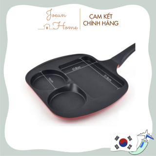 Chảo chiên trứng / bánh chống dính đa năng 3 ngăn 3 trong 1 Kitchen Art - bếp ga, hồng ngoại chất lượng cao [Nội Địa Hàn Quốc]