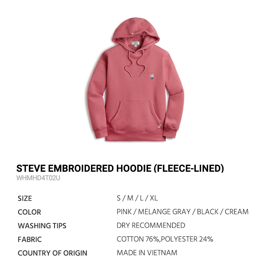 Áo Thun Hoodie WHO.A.U WHMHD4T02U Steve Embroidered Hoodie form unisex